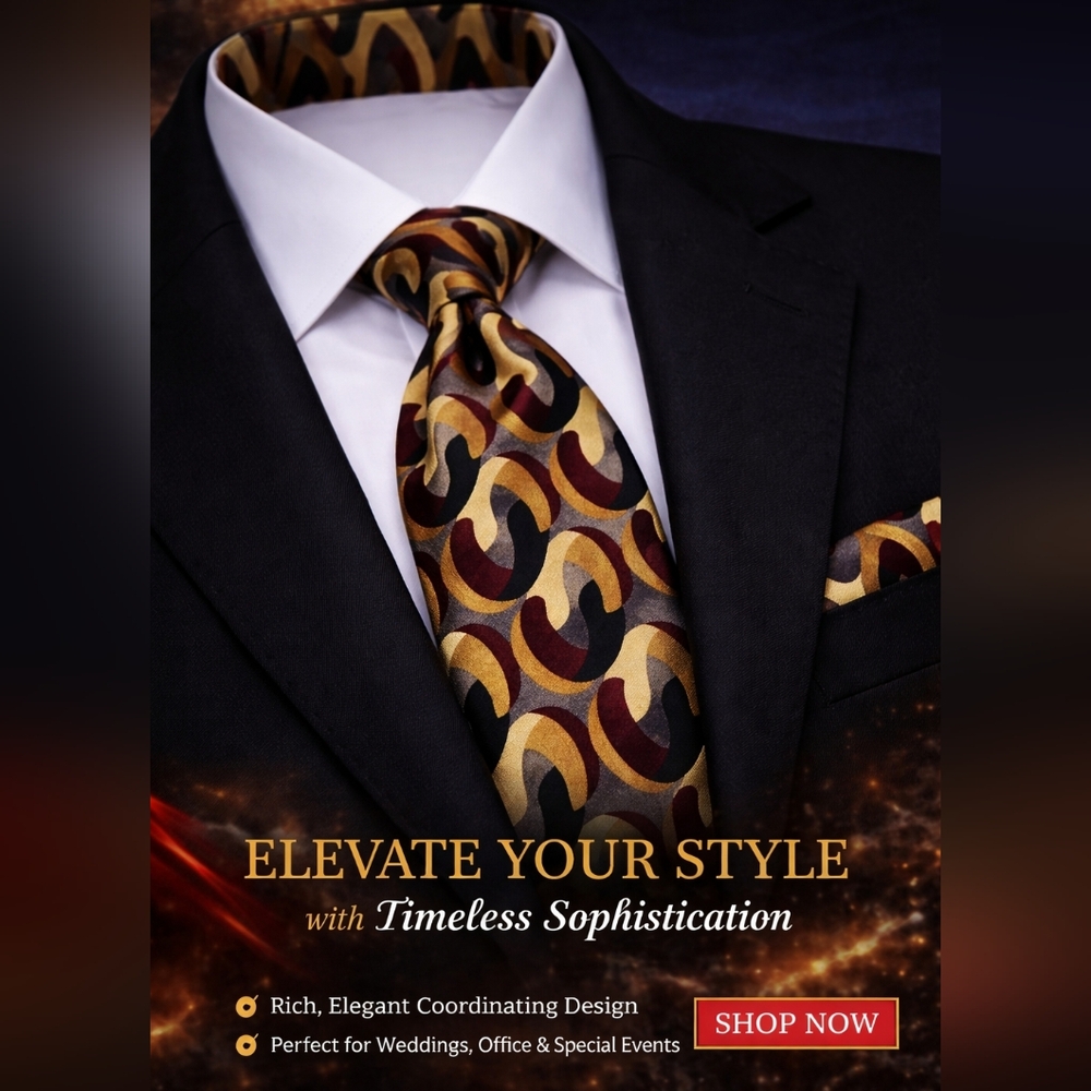 Men's FACETS Gray & Brown Abstract Pattern Silk Tie One Size